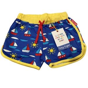 Toby Tiger Sail Boats Running Shorts 3-4yr Organic Cotton UK Boys Summer Clothes